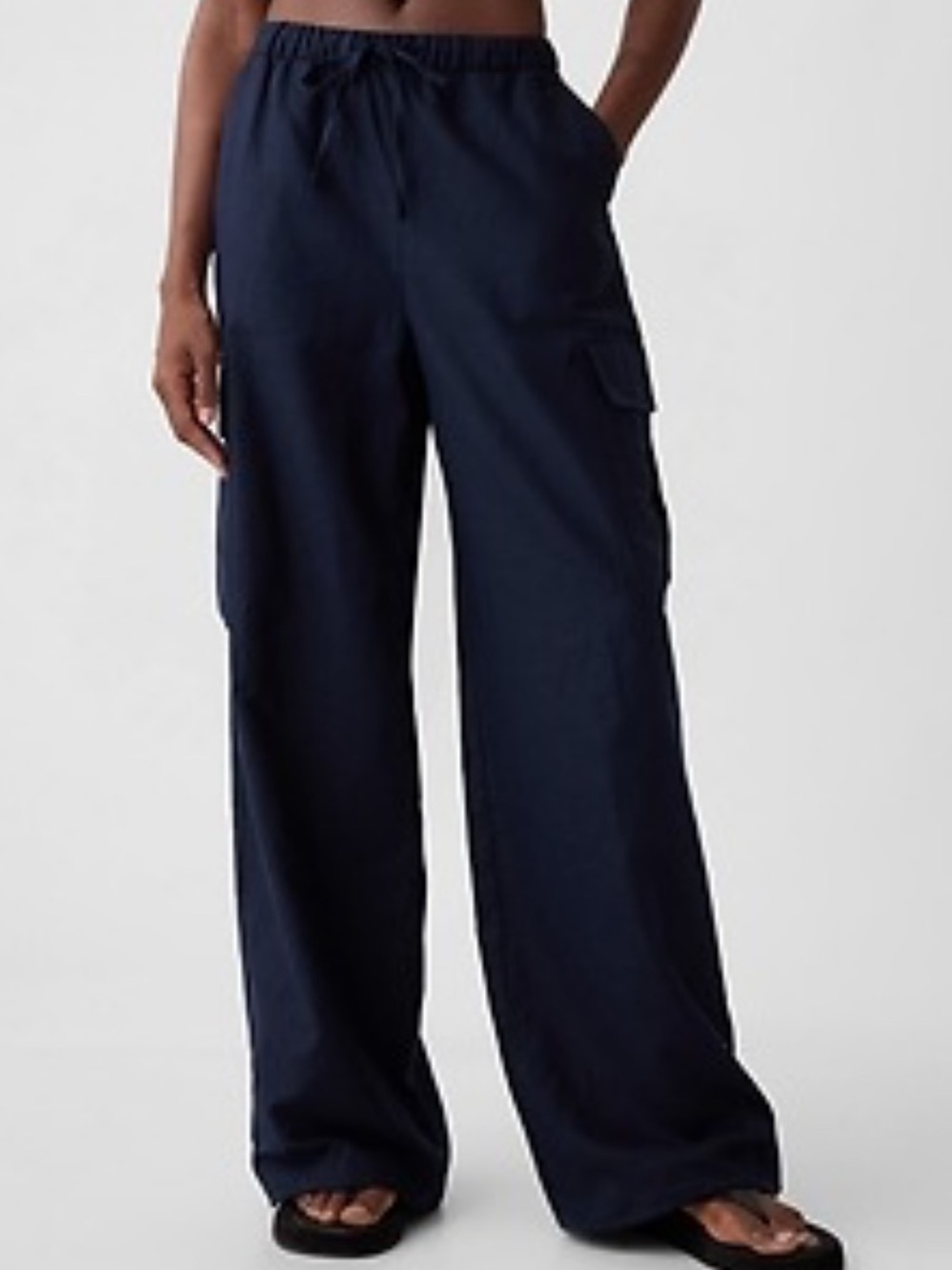 Gap Mid Rise Linen-Cotton Pull-On Cargo Pants
